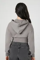 Women's Cropped Bustier Hoodie in Dark Grey Medium