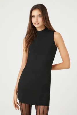 Women's Mock Neck Cutout Mini Dress in Black Medium