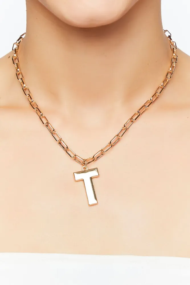 Women's Initial Pendant Necklace in Gold/T