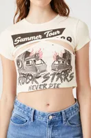 Women's Summer Tour Cutout Cropped T-Shirt in Cream Small