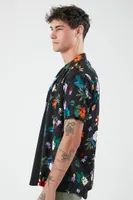 Men Rayon Floral Print Shirt Black,