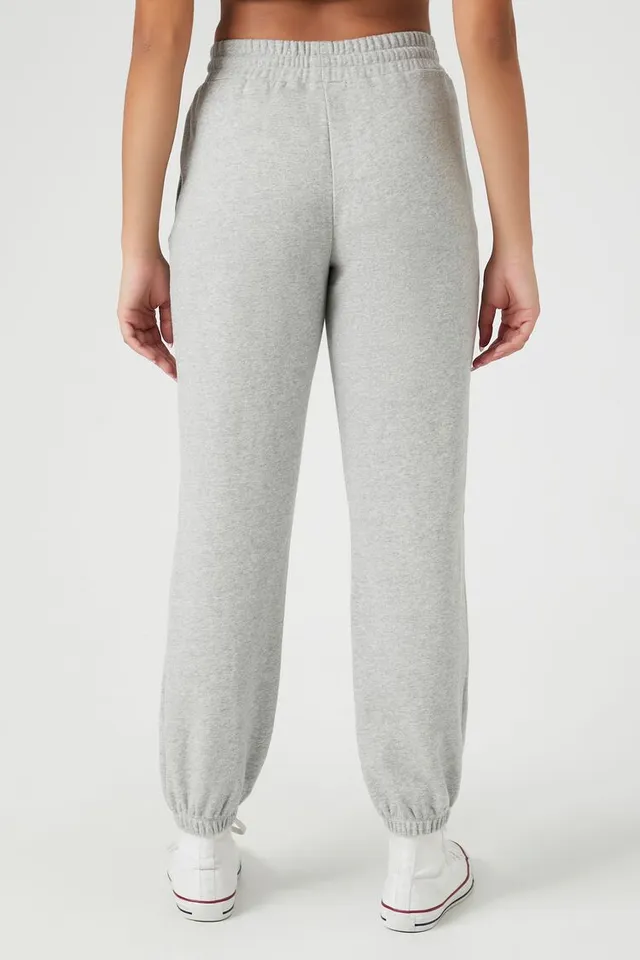 Forever 21 Women's French Terry Drawstring Joggers in Heather Grey Small