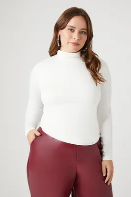 Women's Contour Turtleneck Top in White, 0X