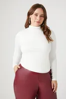 Women's Contour Turtleneck Top in White, 0X