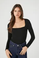 Women's Marled Knit Long-Sleeve Bodysuit