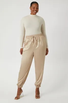 Women's Satin Joggers in Champagne, 4X