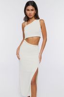 Women's One-Shoulder Cutout Midi Dress in Vanilla Large