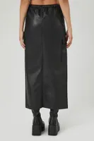 Women's Faux Leather Maxi Slit Skirt