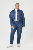 Women's Rhinestone Denim Trucker Jacket in Medium Denim, 3X