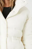 Women's Quilted Snap-Button Puffer Jacket in Ivory Large