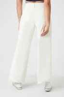 Women's Corduroy Wide-Leg Pants in White, XL