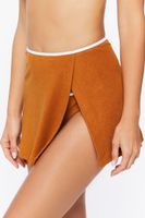 Women's Contrast-Trim Swim Cover-Up Skirt in Maple Small