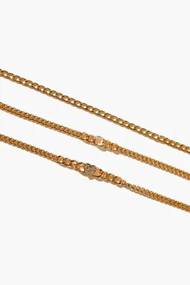 Women's Rhinestone Heart Bracelet Set in Gold/Clear
