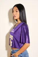 Women's Los Angeles Lakers Mesh Crop Top in Purple/Yellow Small