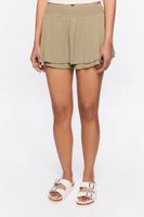 Women's Layered Flounce Mini Skirt in Olive Medium