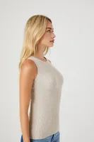 Women's Cutout Sweater-Knit Tank Top in Oatmeal Medium