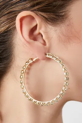 Women's Faux Gem Hoop Earrings in Gold/Clear