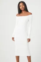 Women's Glitter Off-the-Shoulder Sweater Midi Dress