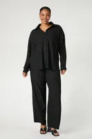 Women's Eyelet Shirt & Pants Set in Black, 0X