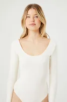 Women's Cotton-Blend Scoop Bodysuit in Vanilla Large