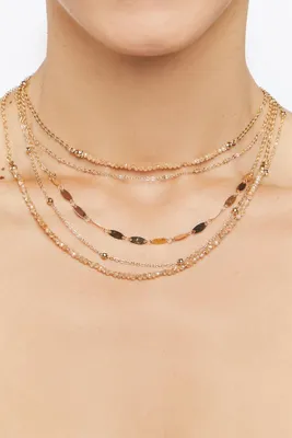 Women's Faux Stone Layered Necklace in Gold/Cream