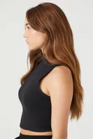 Women's Cropped Turtleneck Tank Top in Black Medium