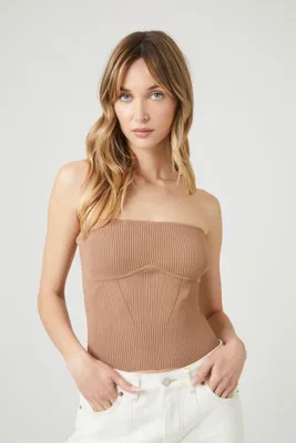 Women's Sweater-Knit Cropped Tube Top Small