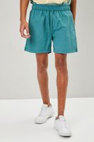 Men Recycled Nylon Drawstring Swim Trunks in Green Medium