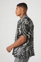 Men Satin Paisley Tie-Dye Shirt in Black Large