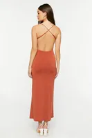 Women's Cowl Neck Crisscross Maxi Dress in Clay Small