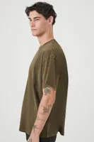 Men Mineral Wash Crew T-Shirt in Olive, XL