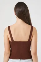 Women's Sweater-Knit Cropped Tank Top in Cappuccino Large