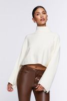 Women's Turtleneck Dolman-Sleeve Sweater in Ivory Large