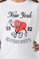 Kids New York Heart T-Shirt (Girls + Boys) in White, 9/10