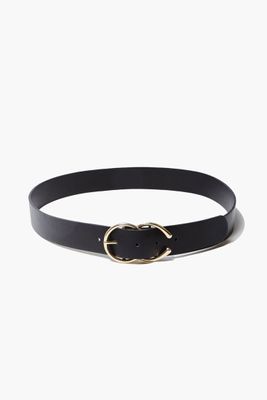 Faux Leather Hip Belt in Black/Gold, M/L