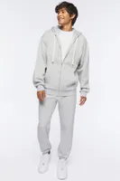 Men Fleece Drawstring Joggers in Heather Grey Large