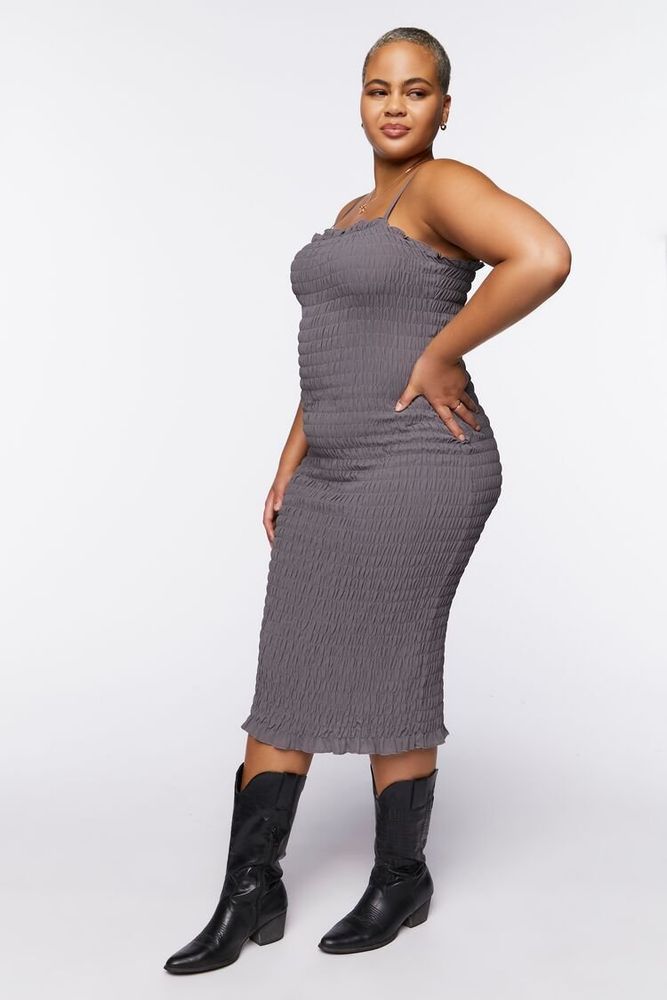 Women's Smocked Bodycon Midi Dress