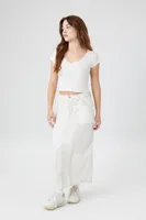 Women's Twill High-Rise Maxi Skirt in Ivory Medium