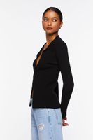 Women's Twist-Front Sweater-Knit Top in Black Medium