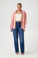 Women's Striped Chiffon Shirt in Pink, 1X