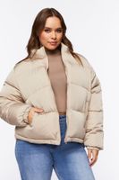 Women's Quilted Puffer Jacket in Khaki, 0X