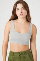 Women's Ribbed Scoop Neck Cropped Tank Top in Heather Grey, XL