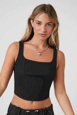 Women's Ribbed Knit Cropped Tank Top