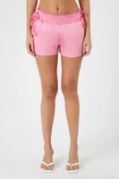 Women's Drawstring Paperbag Pull-On Shorts Light Pink,