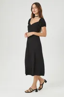 Women's Sweetheart Lace-Up Midi Dress in Black Medium