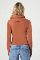 Women's Cowl Turtleneck Sweater in Chestnut Small