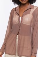 Women's Sheer Mesh Shirt in Carob, XS