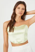 Women's Metallic Cropped Tube Top in Pistachio, XL