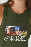 Women's Gorillaz Graphic Tank Top in Olive Small