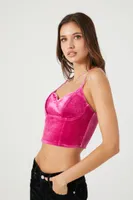 Women's Velvet Corset Cami Pink